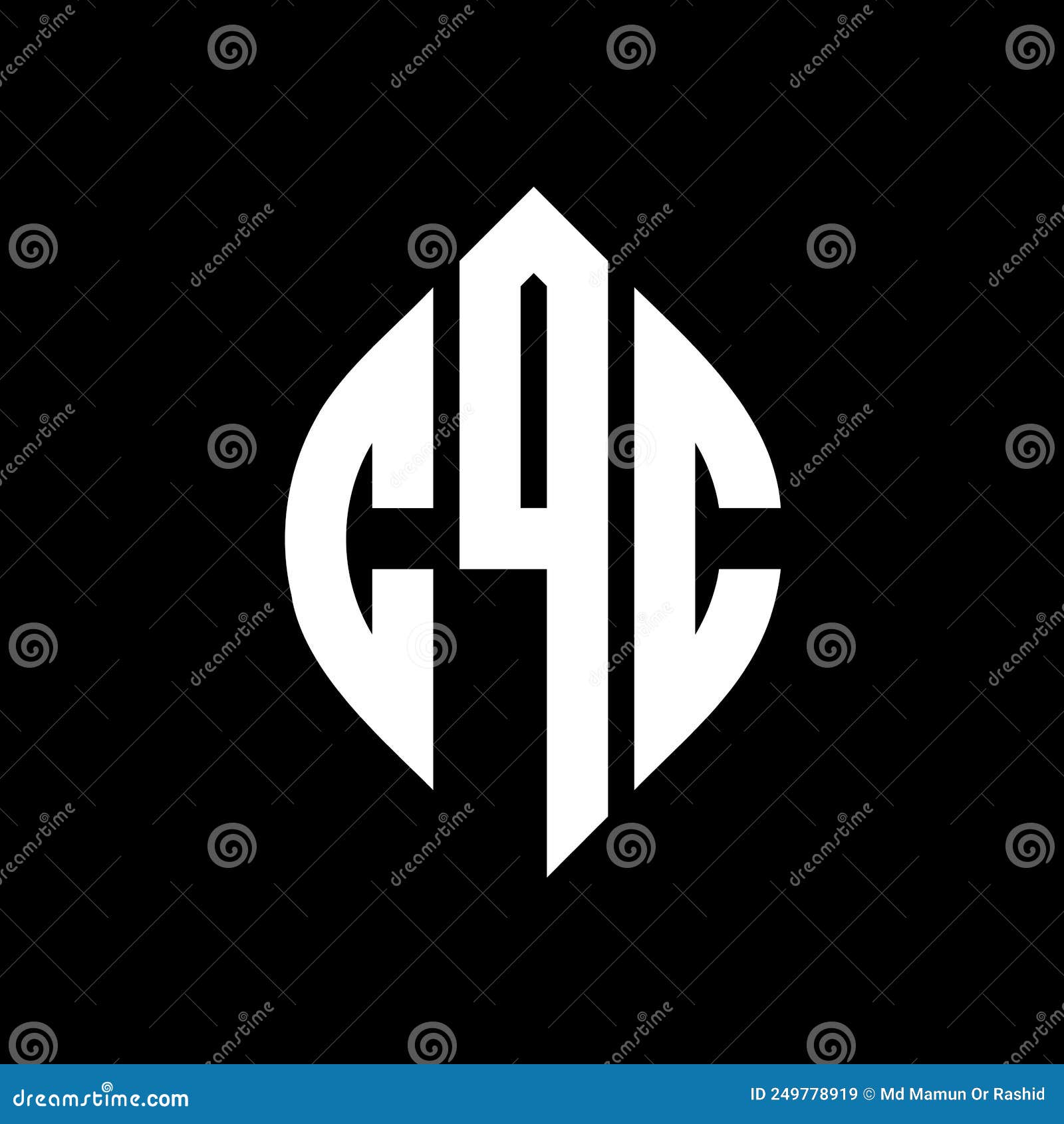 cqc circle letter logo  with circle and ellipse . cqc ellipse letters with typographic style. the three initials form a