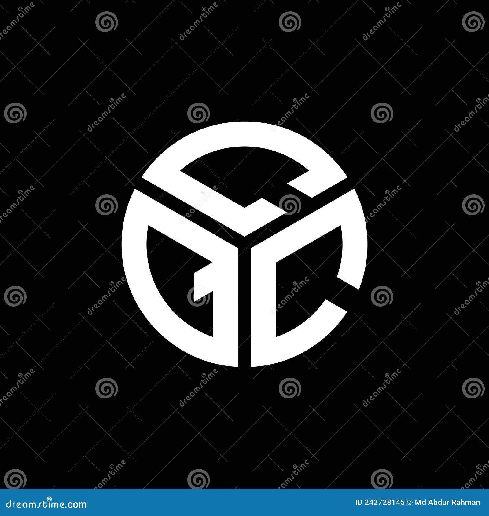 cqc letter logo  on black background. cqc creative initials letter logo concept. cqc letter 