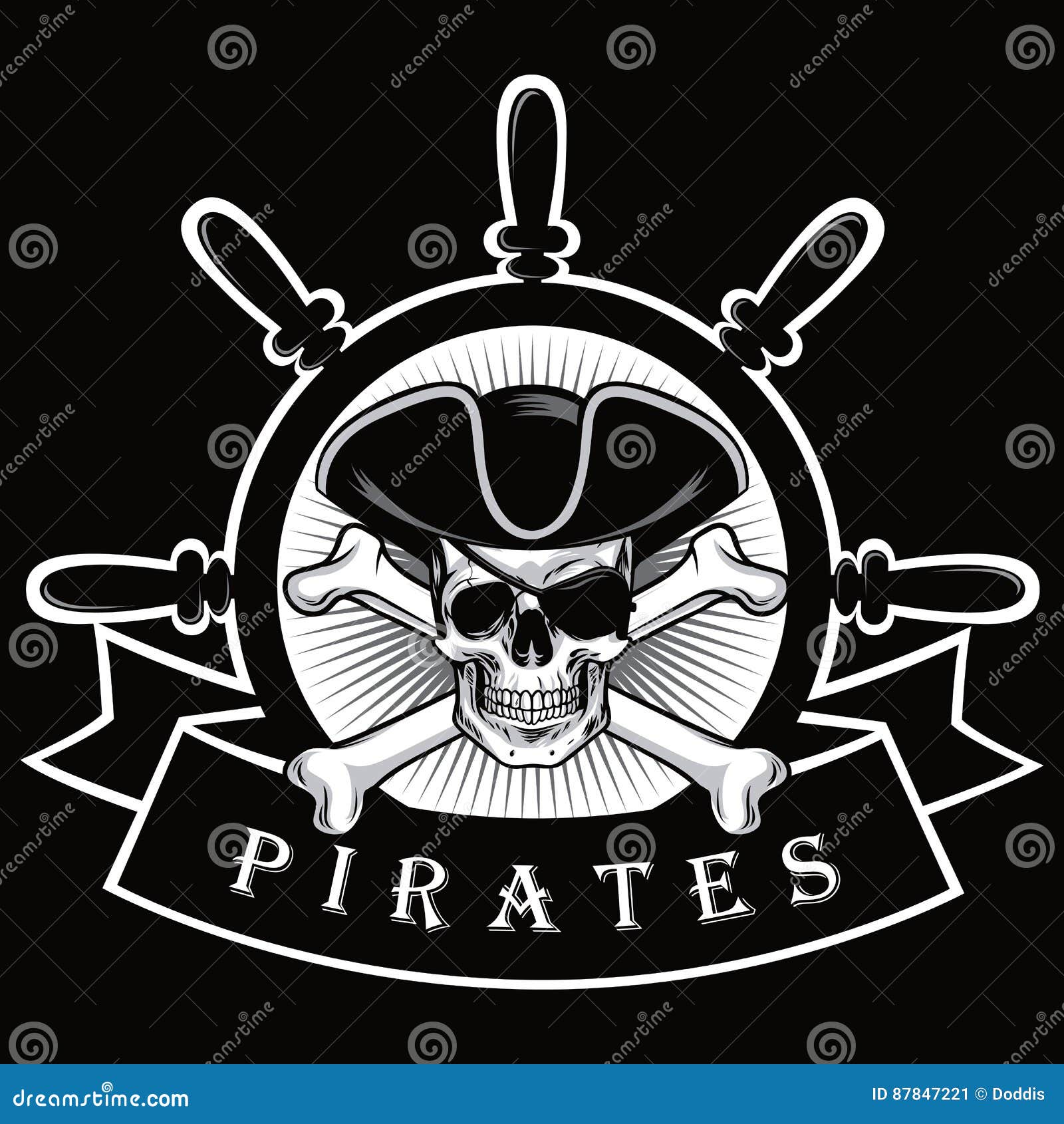 Vector de ilustración de logotipo de calavera de piratas