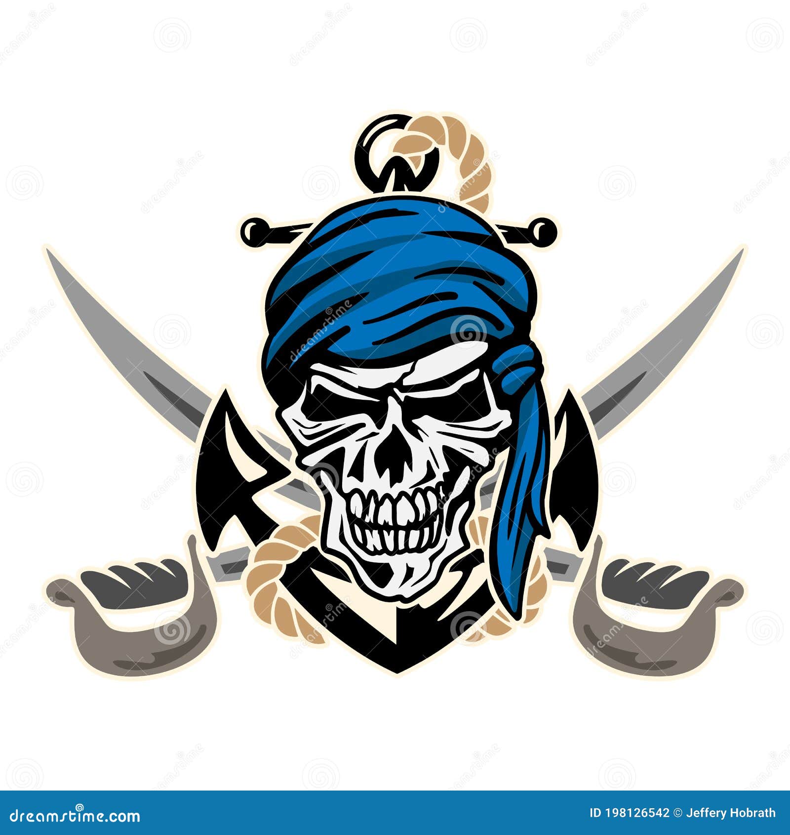 Vector de ilustración de logotipo de calavera de piratas