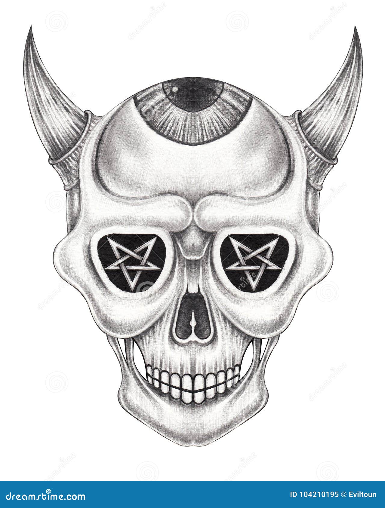 Cráneo Surrealista Del Diablo Del Arte Stock de ilustración - Ilustración  de claxon, idea: 104210195