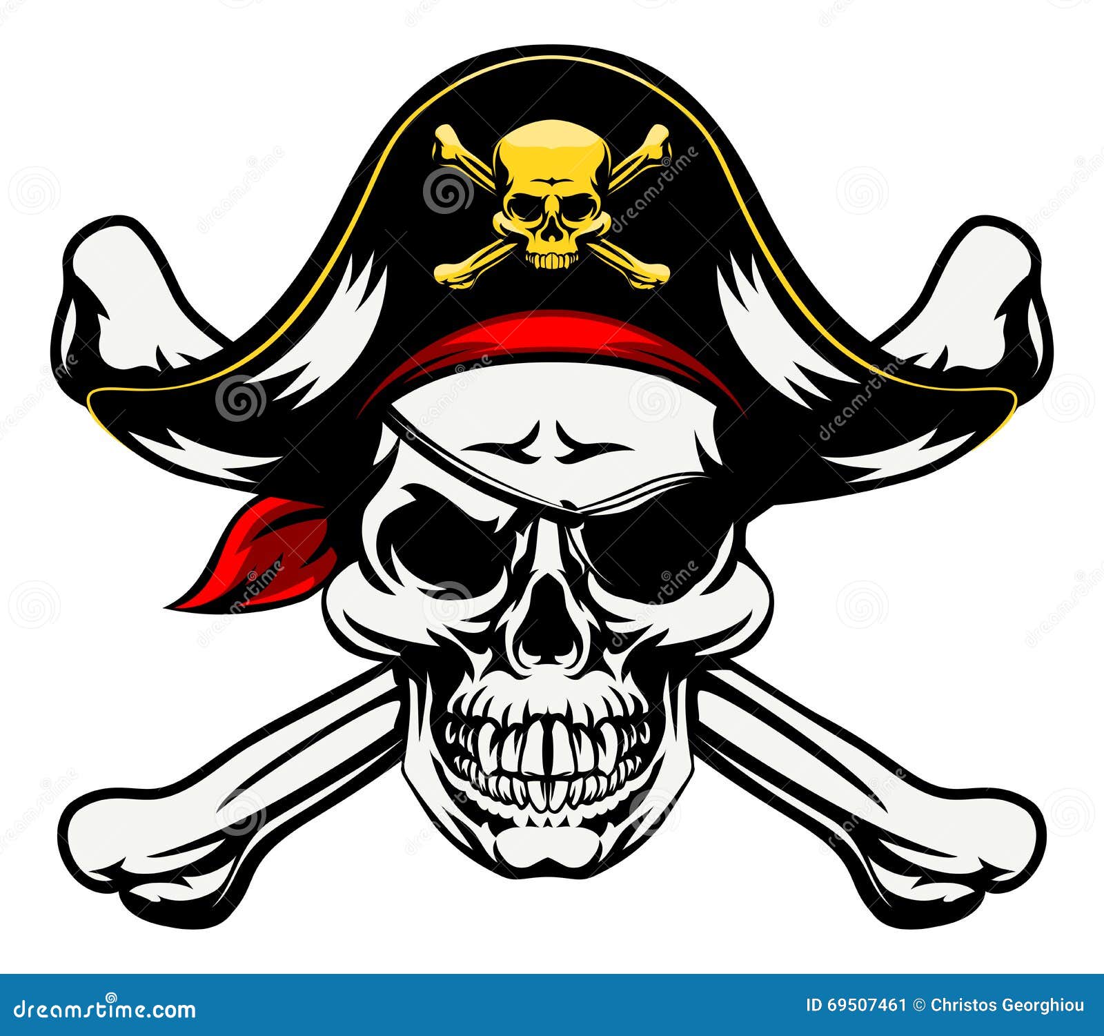 Cráneo Y Pirata De La Bandera Pirata Ilustración del Vector
