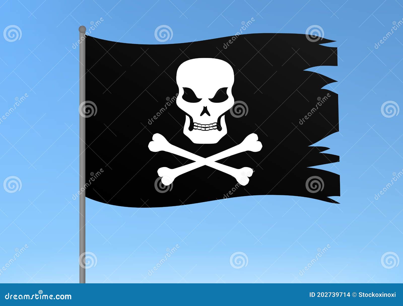 Drapeau pirate noir avec crâne