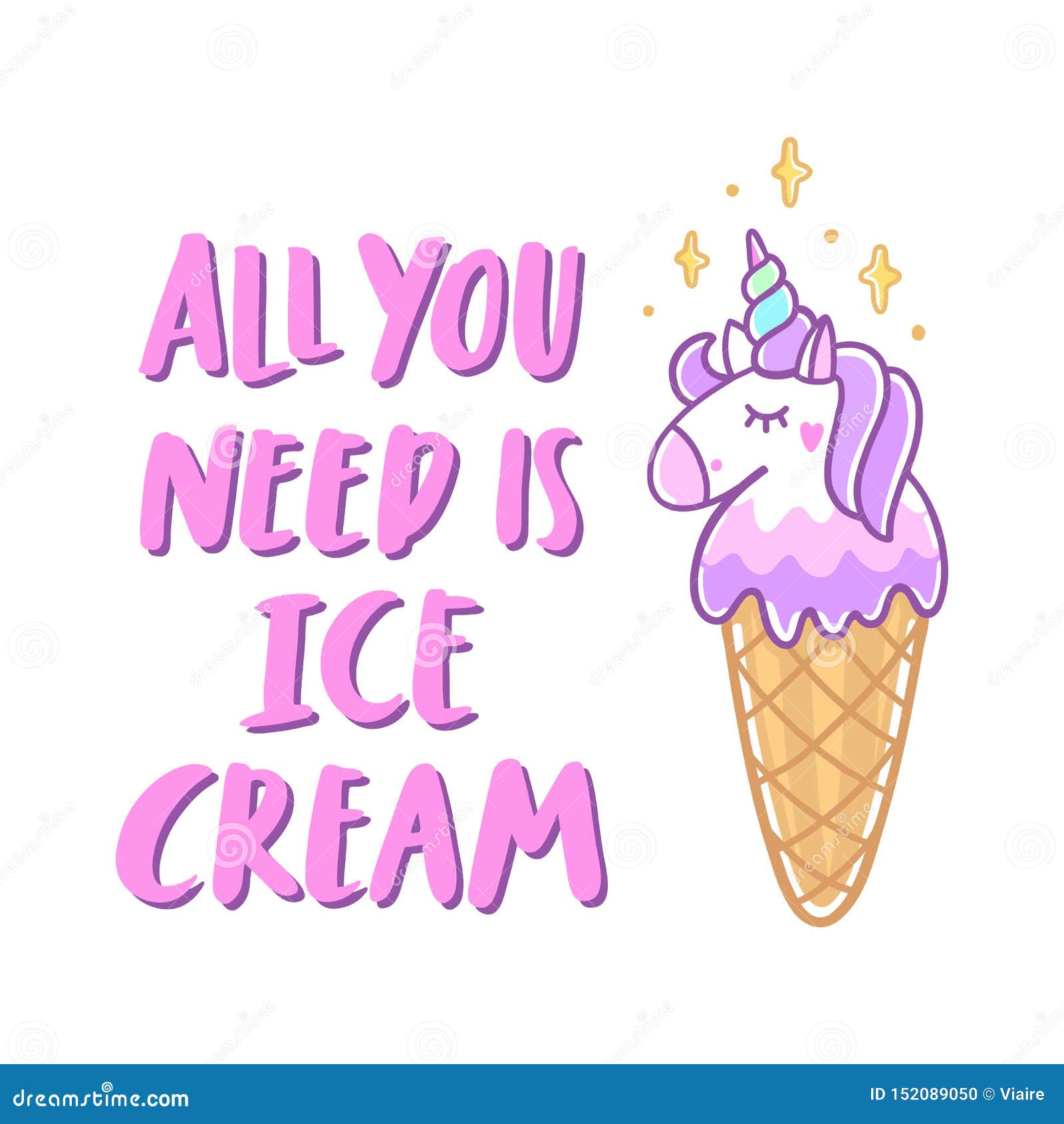 Creme Glacee De Licorne Avec Des Etoiles Et La Citation Drole Tout Que Vous Avez Besoin Est Creme Glacee Sur Le Fond Blanc Illustration De Vecteur Illustration Du Element Retrait