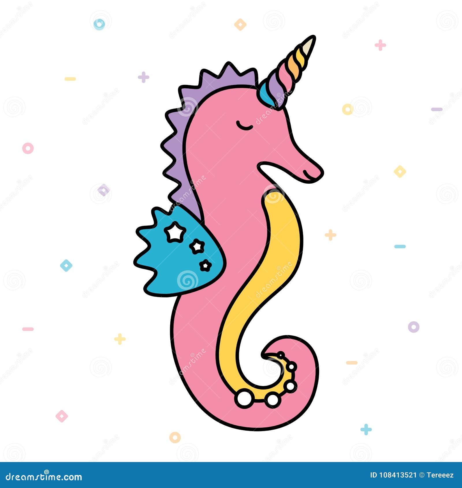 Créature mignonne colorée en pastel de licorne d hippocampe