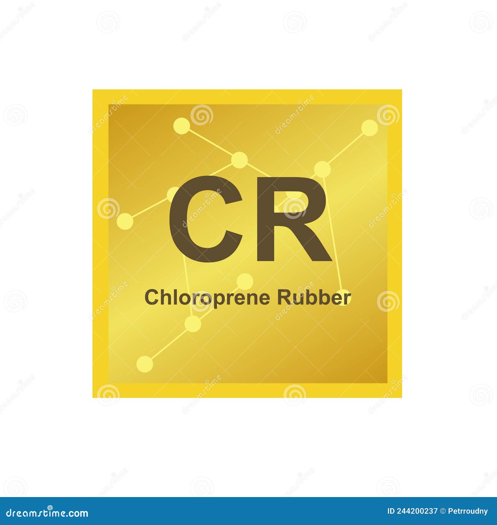 Neoprene Polychloroprene Synthetic Rubber, Chemical Structure. Skeletal