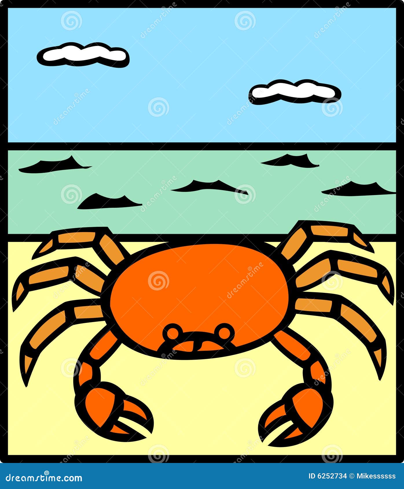 Crab in a Beach Vector Illustration Stock Vector Illustration of beach, marine 6252734