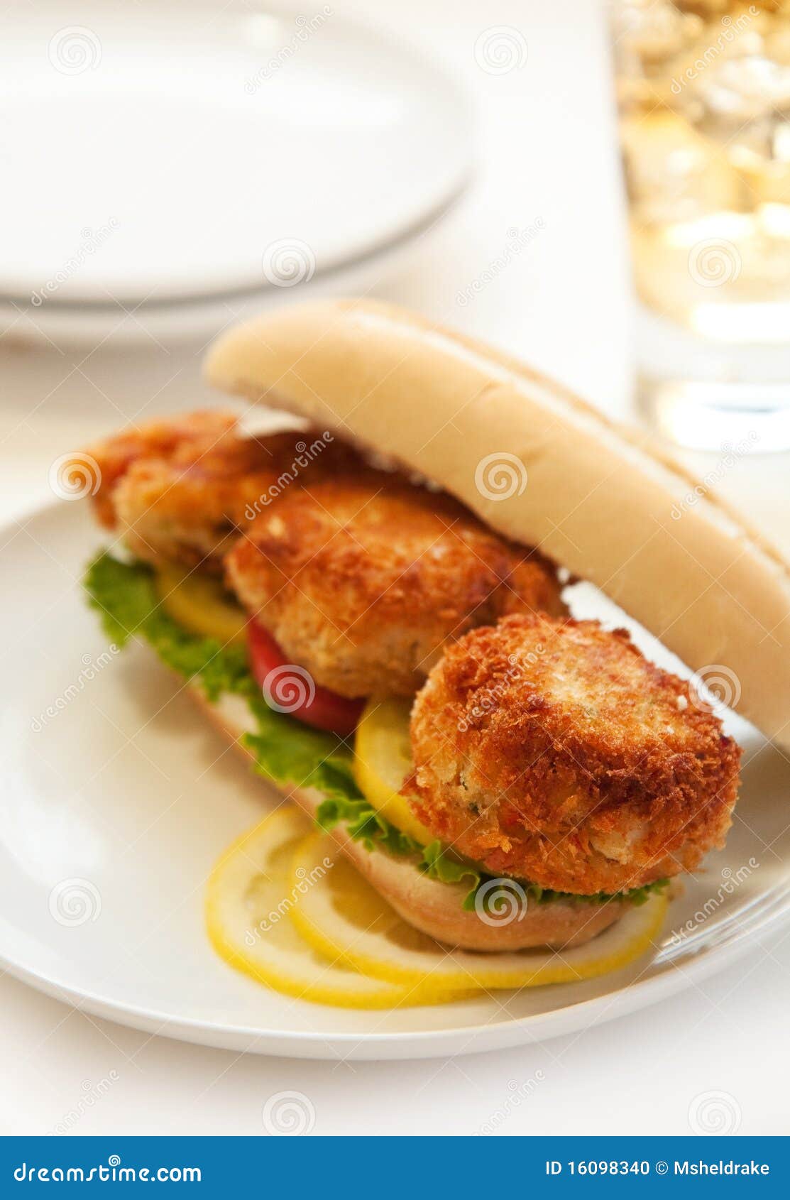 Crab Cake Sandwich stock photo. Image of crab, bread 16098340