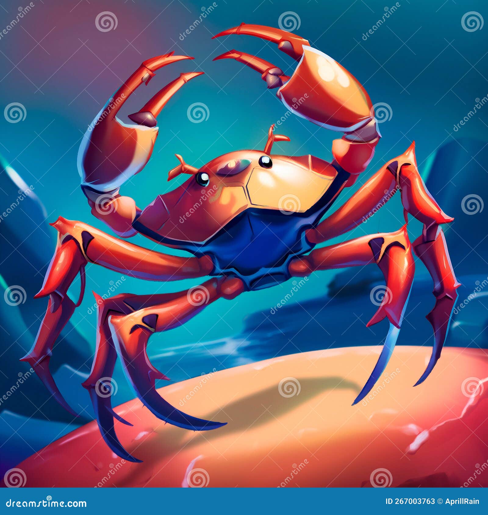 crab in cartoon style