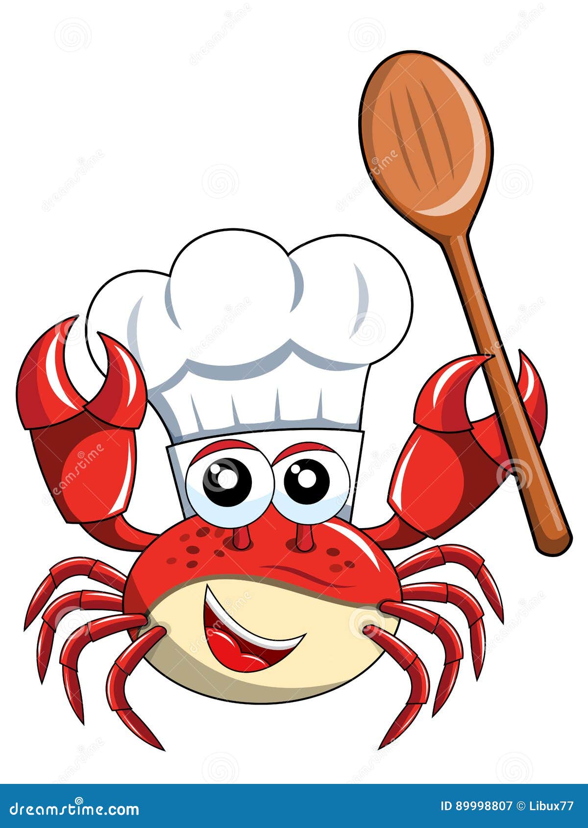 Crab Chef Cartoon Mascot Logo Vector Illustration
