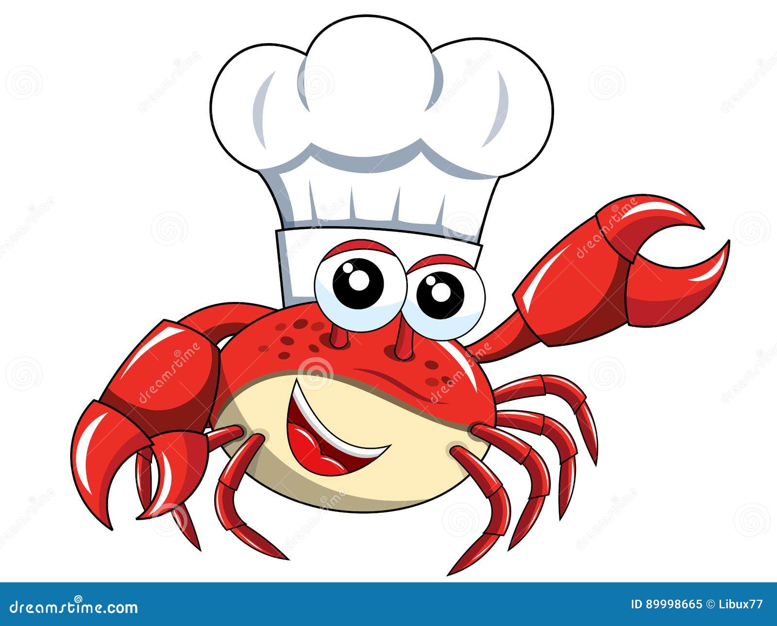 Crab Chef Mascot Presenting Isolated Stock Vector Illustration of
