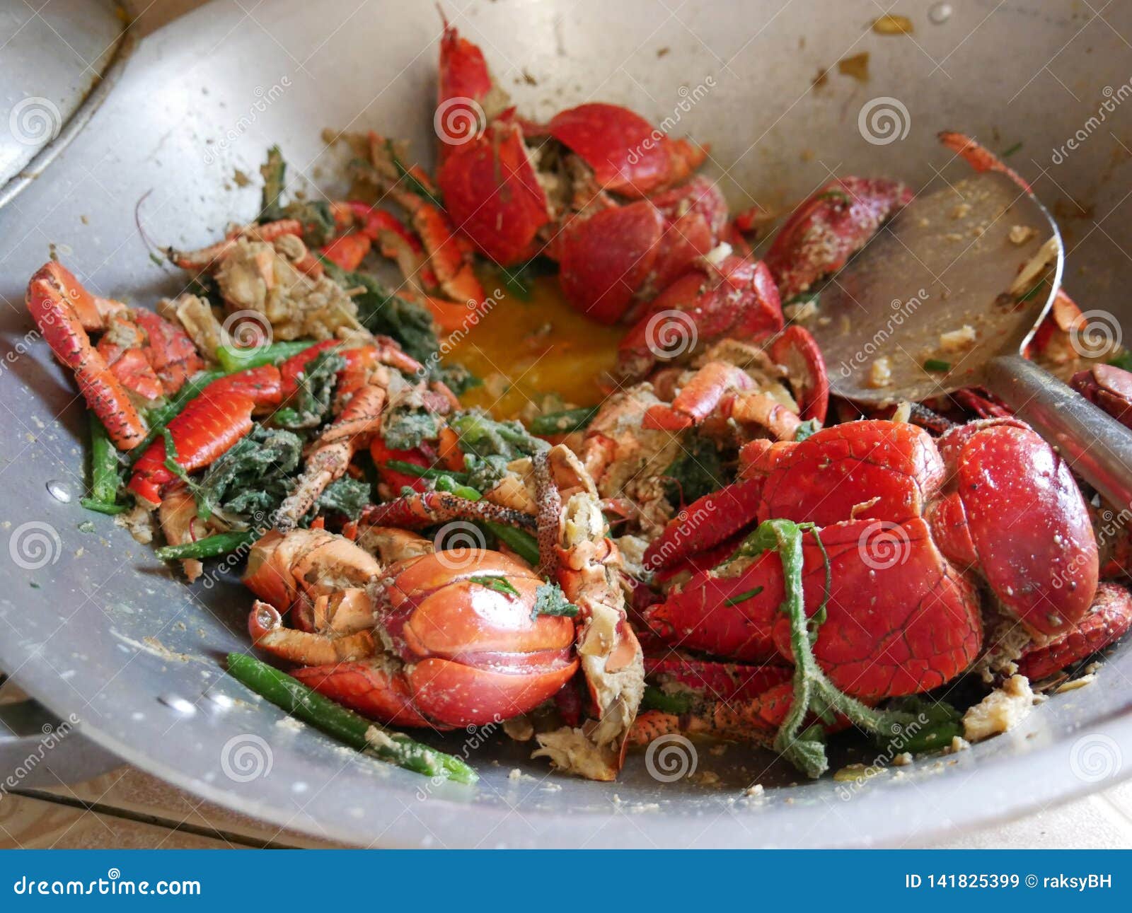 Crab With Coconut Cream Cooking In A Pan Stock Image Image Of Dish Local 141825399