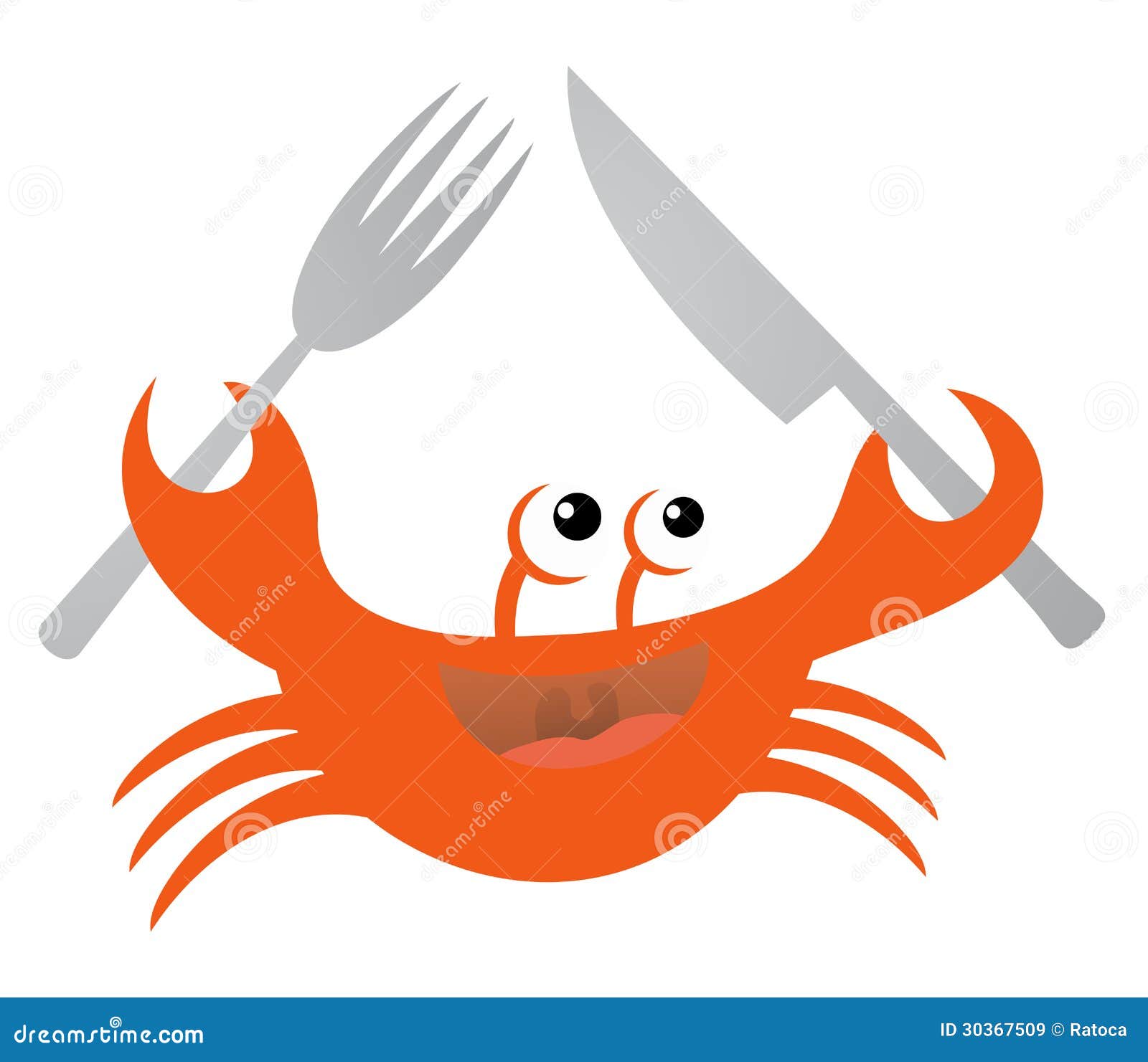 Crab eating stock vector. Illustration of fork, dining 30367509