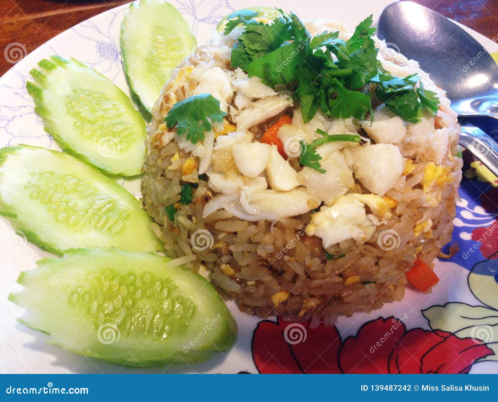 Crab Fried Rice in a Plate. Stock Photo Image of meat, asia 139487242