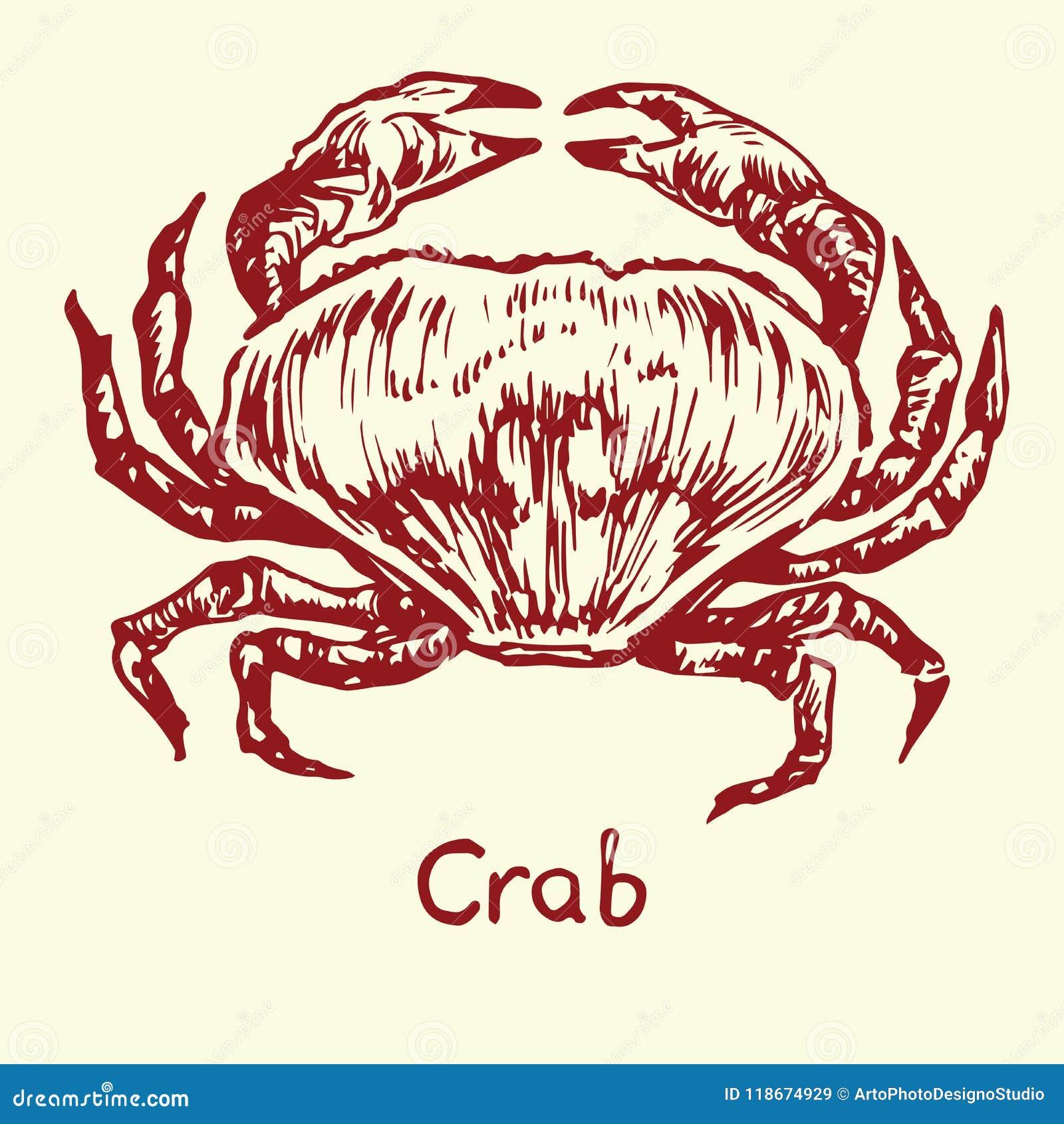 Download Crab, With Inscription, Hand Drawn Doodle Stock Vector ...