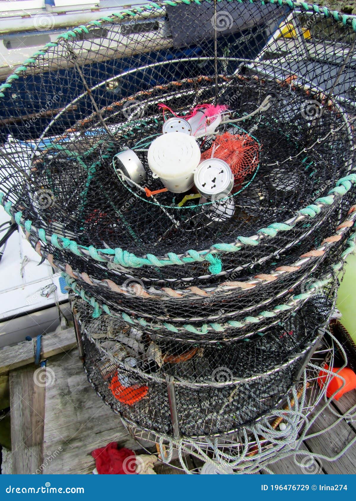Crab ring nets stock image. Image of cage, fisherman - 196476729