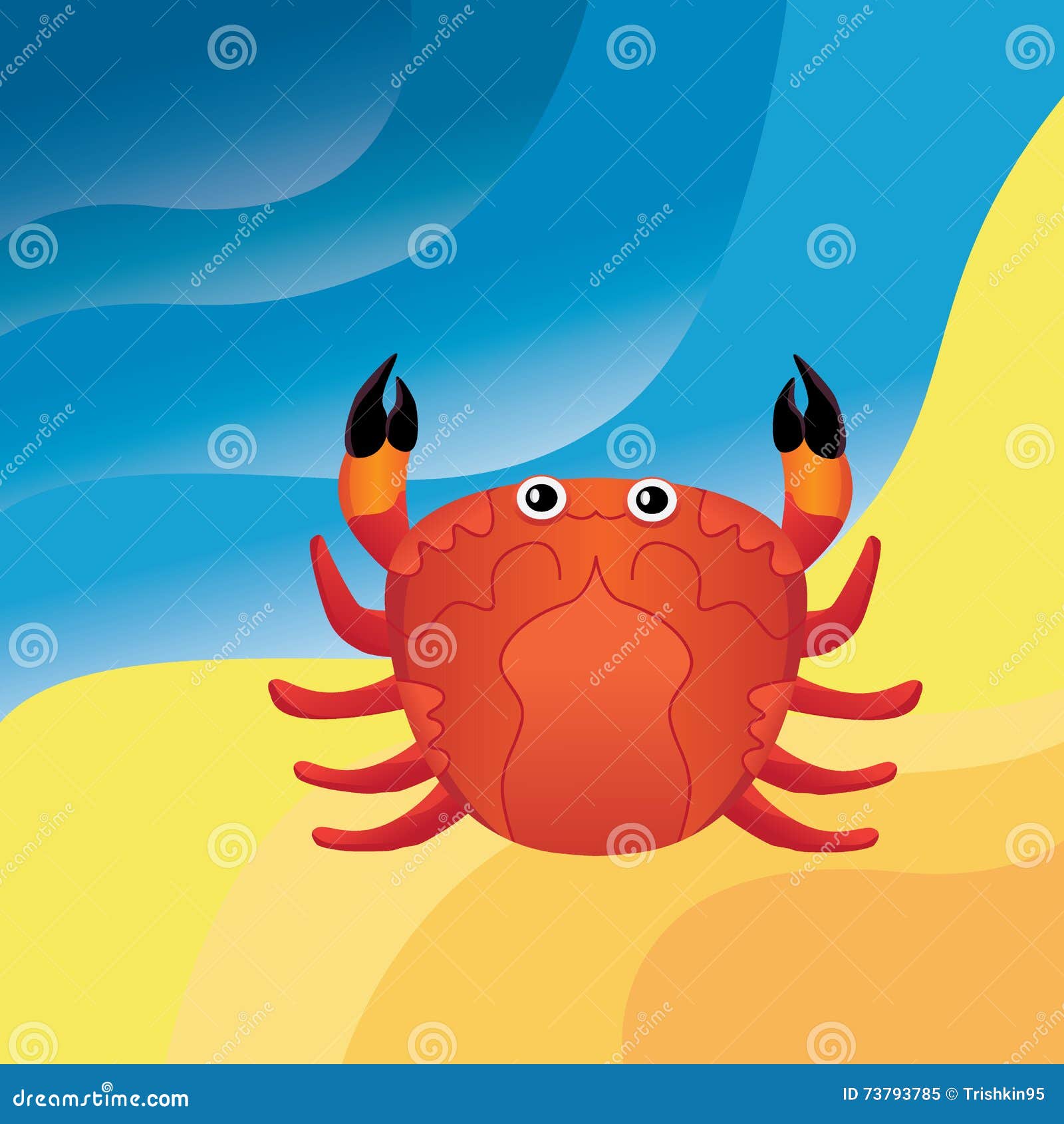 Crab on the sand stock vector. Illustration of crawling 73793785