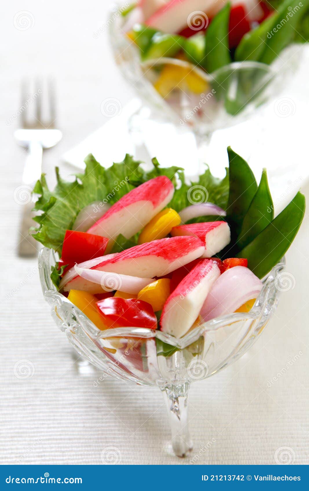 Crab Stick with Pepper and Lettuce Salad Stock Photo Image of