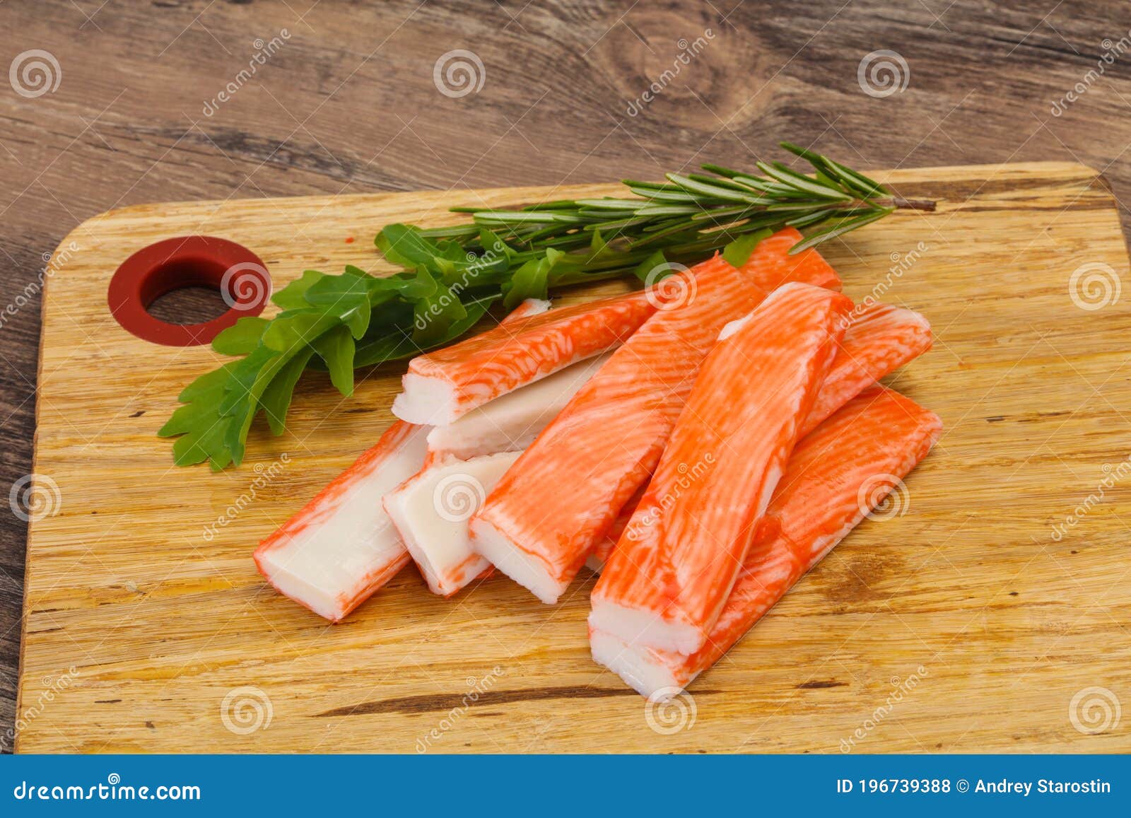 Crab Stick Surimi Over Board Stock Photo Image of food, cook 196739388