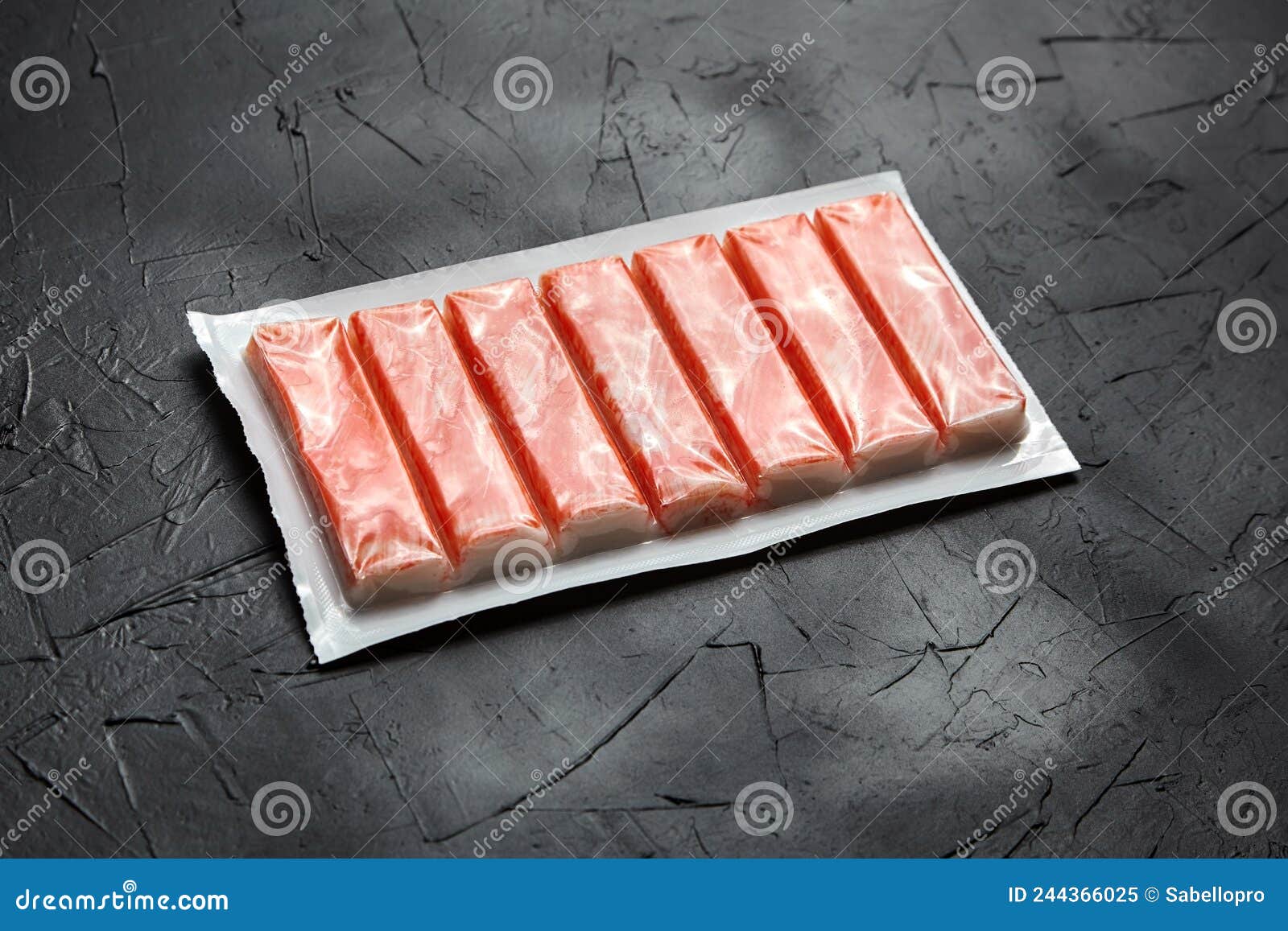 Crab Sticks or Imitation Crab Meat on Black Table Stock Image Image
