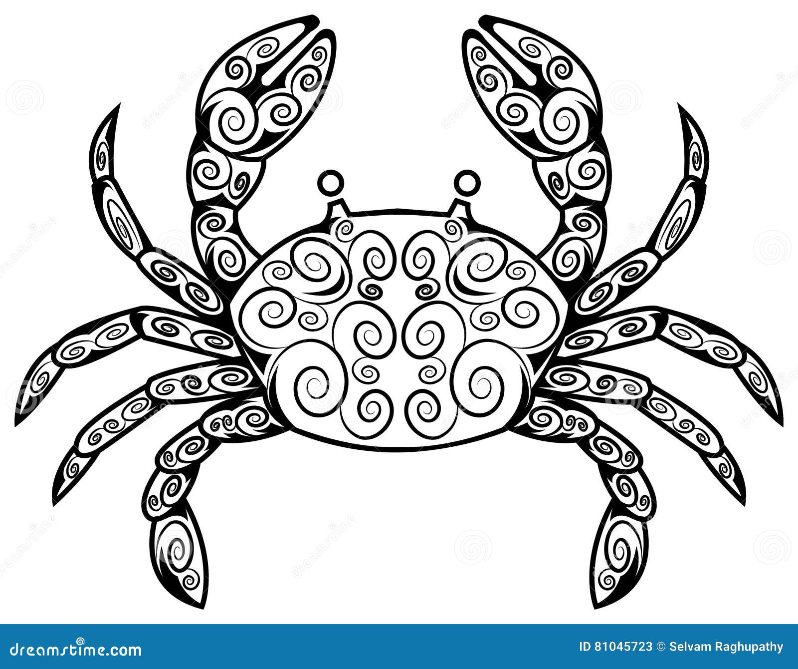 Crab tattoo stock vector. Illustration of shell, ocean 81045723