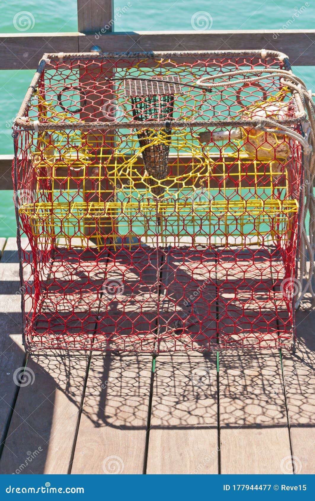 Crab Trap with Bait on Wood Pier Stock Image - Image of tropical, winter:  177944477