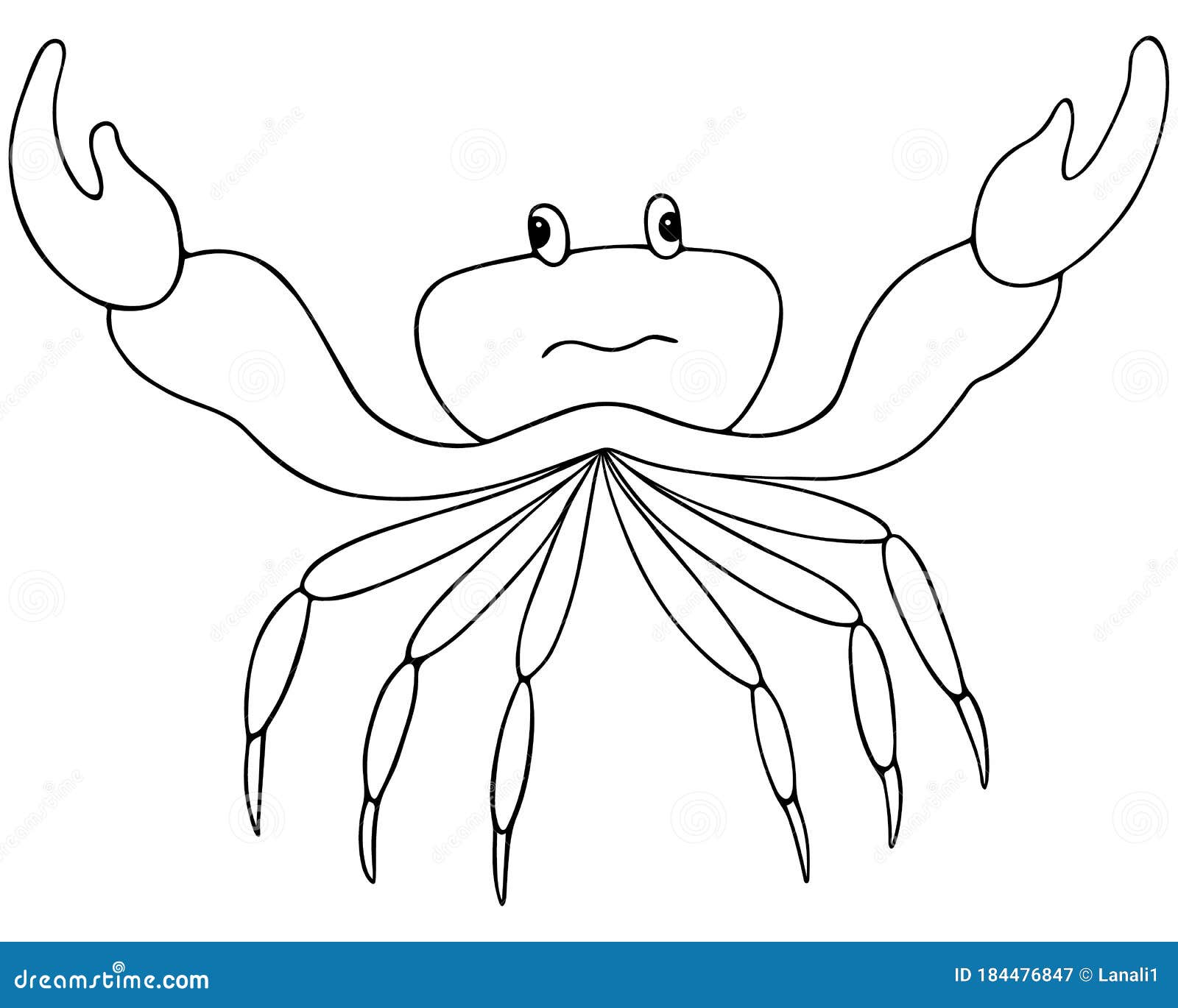 Crab. Vector Illustration. Outline on a White Isolated Background. Marine Invertebrate  Animal with Claws of a Crustacean Squad Stock Vector - Illustration of  emblem, design: 184476847