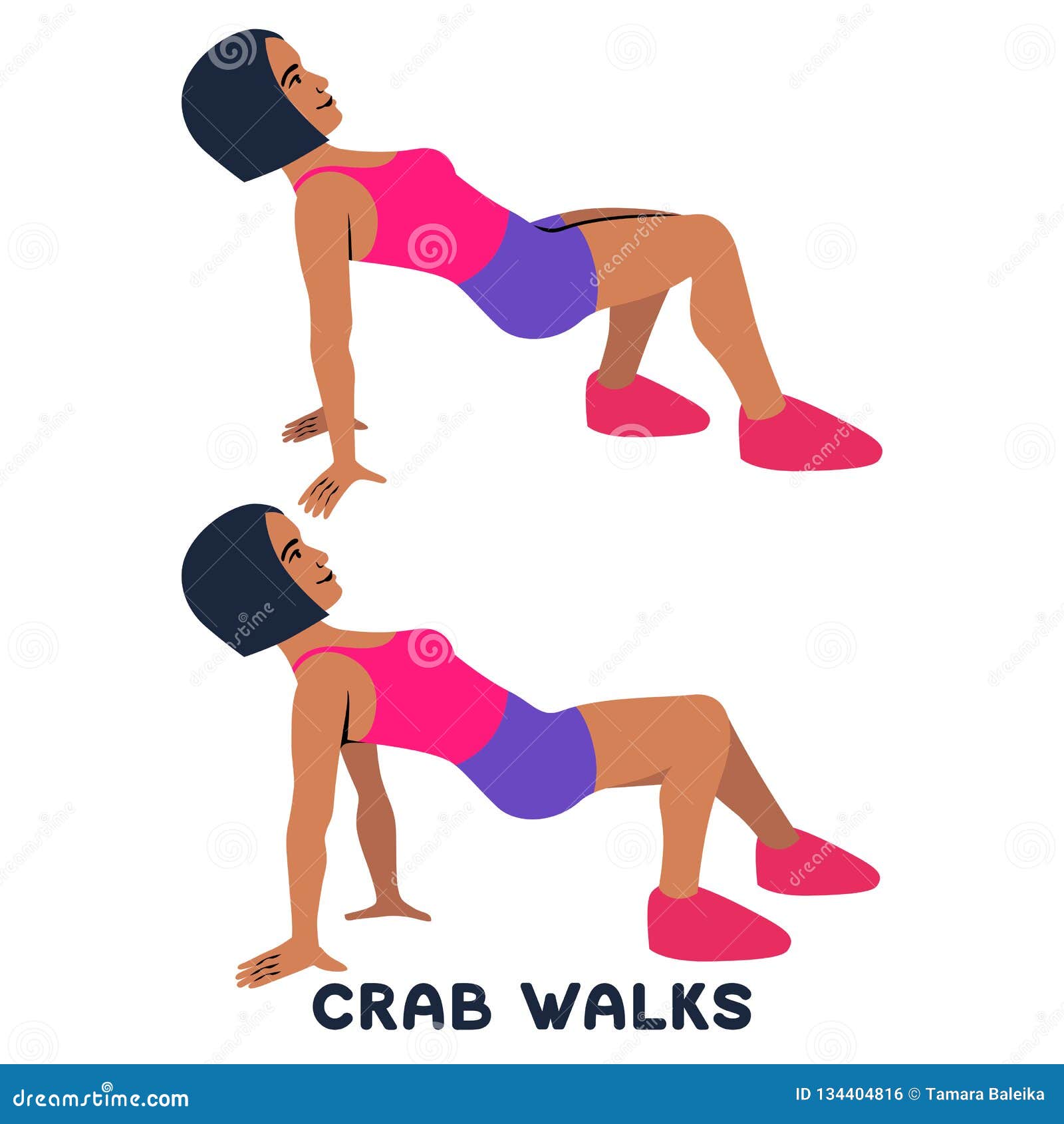 crab walks. squat. sport exersice. silhouettes of woman doing exercise. workout, training