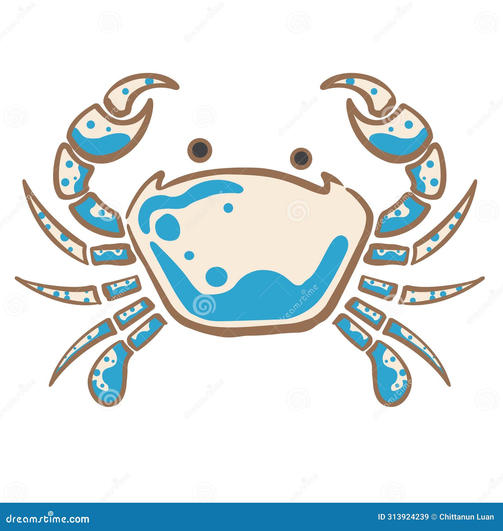 abstract crab  for decoration on marine life, nautical, seafood and coastal living style concept