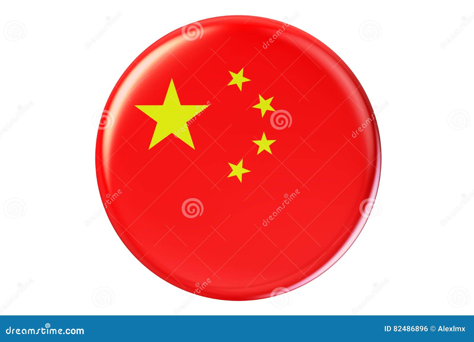 Crachá com a bandeira de China, rendição 3D no fundo branco
