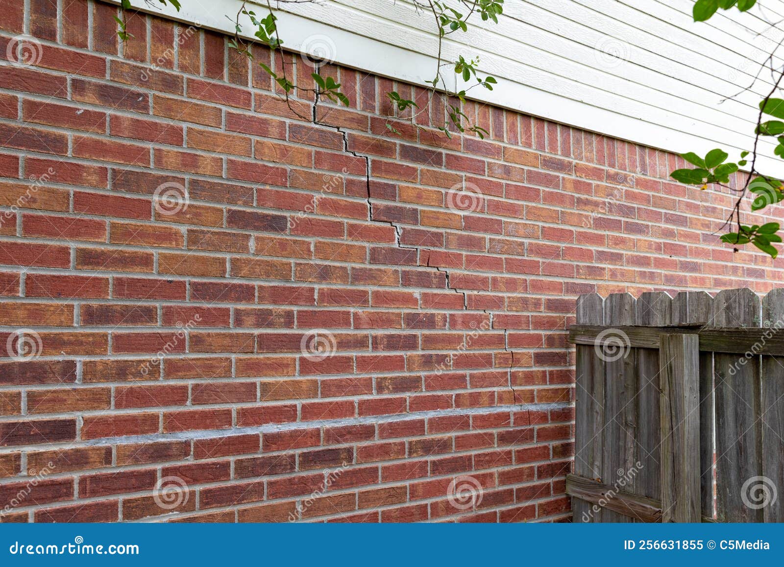 Crack in Bricks of Home from Foundation Problems Stock Image Image of