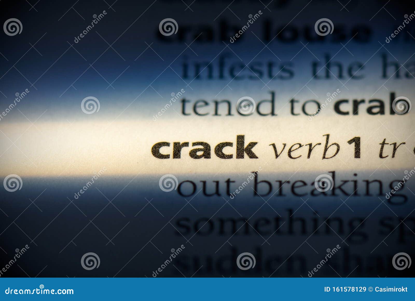 Crack stock image. Image of paper, etymology, definition 161578129