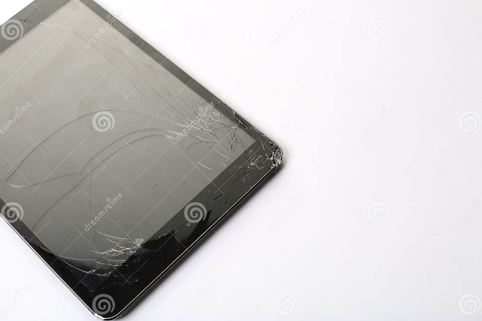 Cracked and Damaged Tablet Screen Stock Image Image of repair, broken