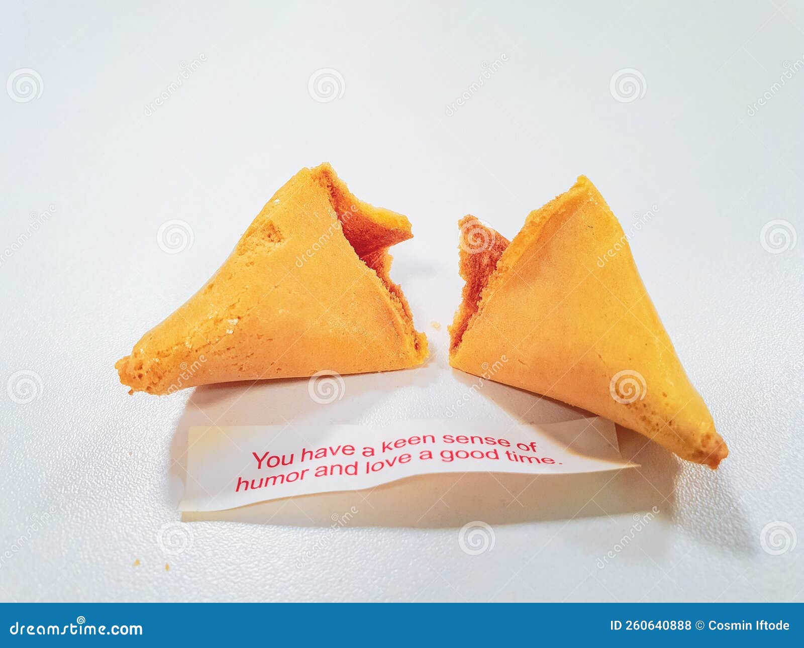 Cracked Fortune Cookie with a Positive Message Stock Photo Image of
