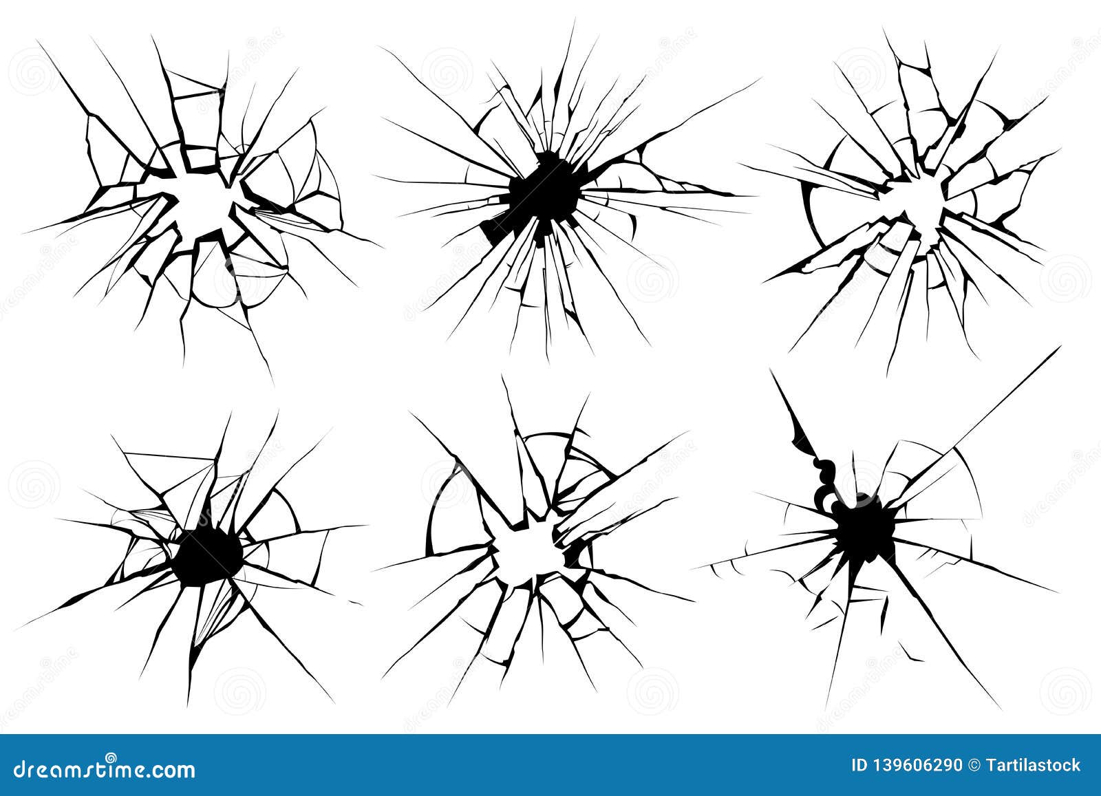 cracked glass. broken window, shattered glassy surface and break windshield glass texture silhouette  