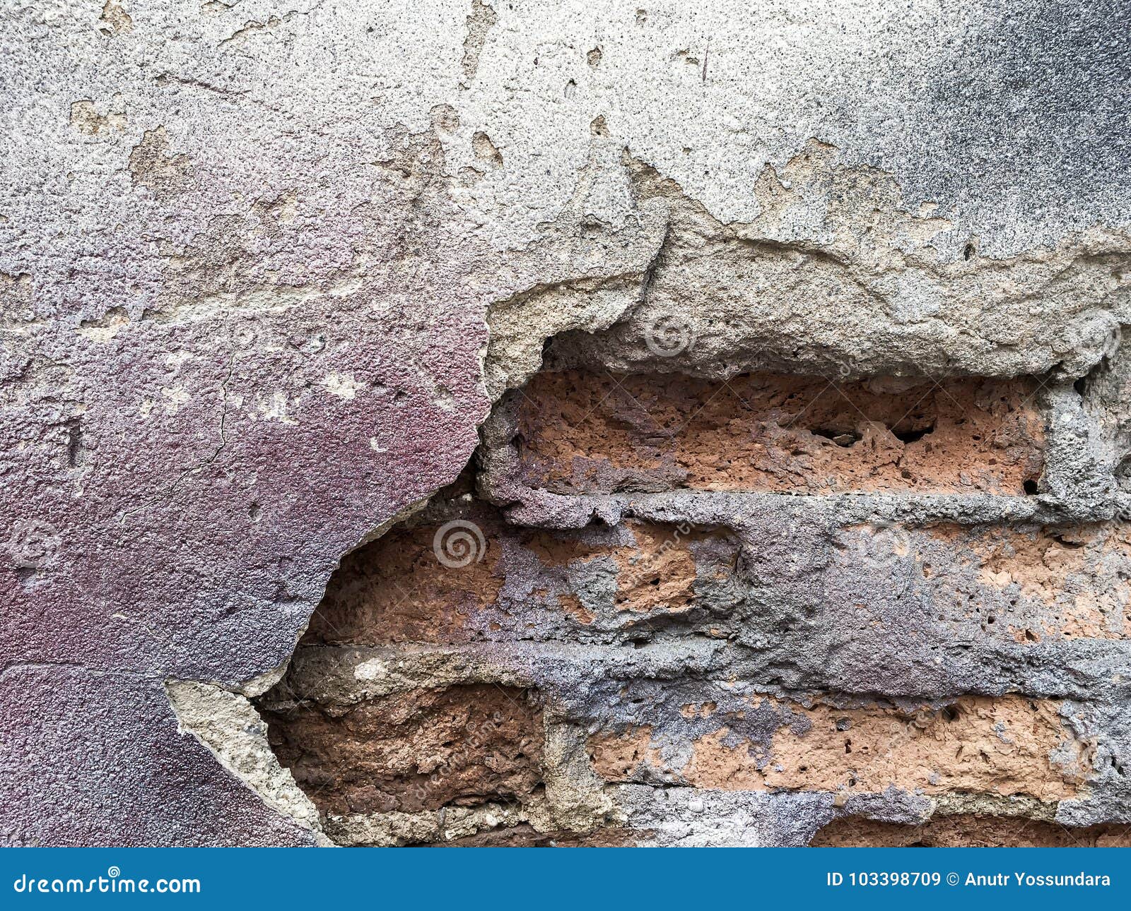 Cracked Hole on a Concrete Wall with Brick Stock Image Image of pattern, masonry 103398709