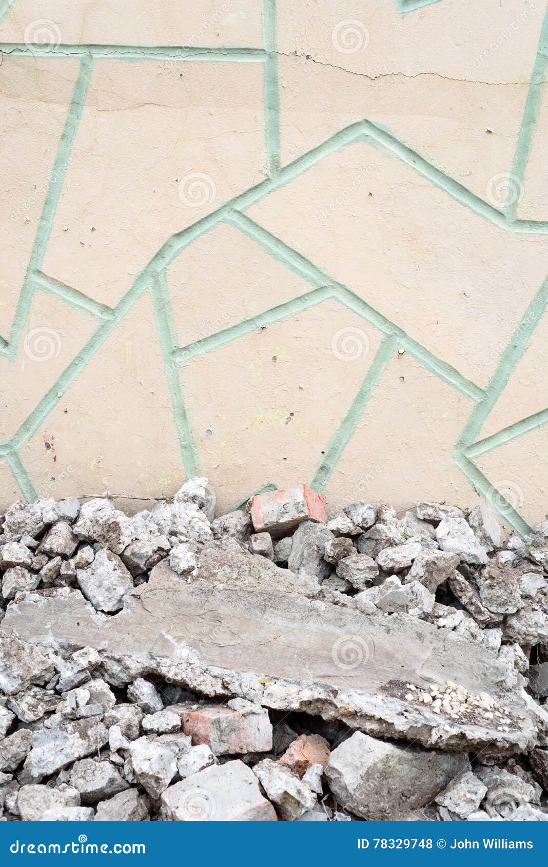 Cracked Rubble Floor and Crazy Paving Wall Stock Photo Image of