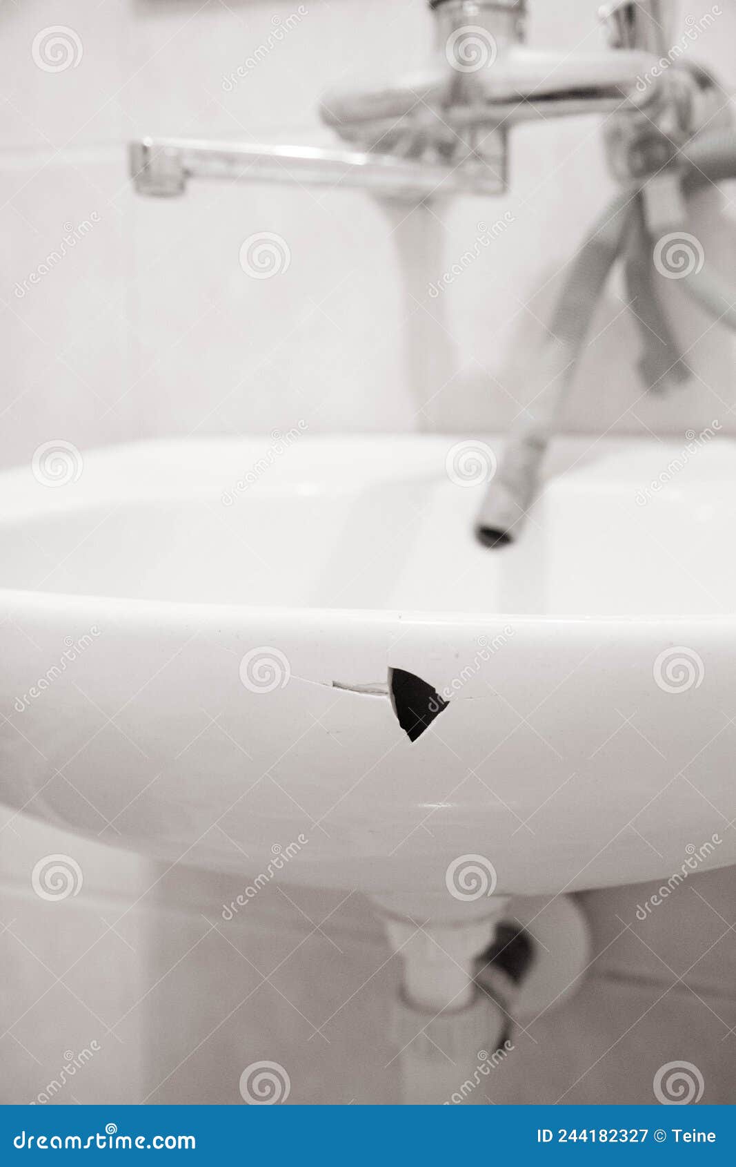 Cracked sink stock image. Image of basin, design, hole 244182327