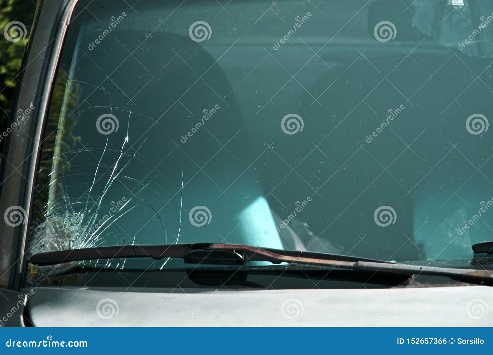 Cracked Windshield on Old Car Stock Photo Image of space, windscreen