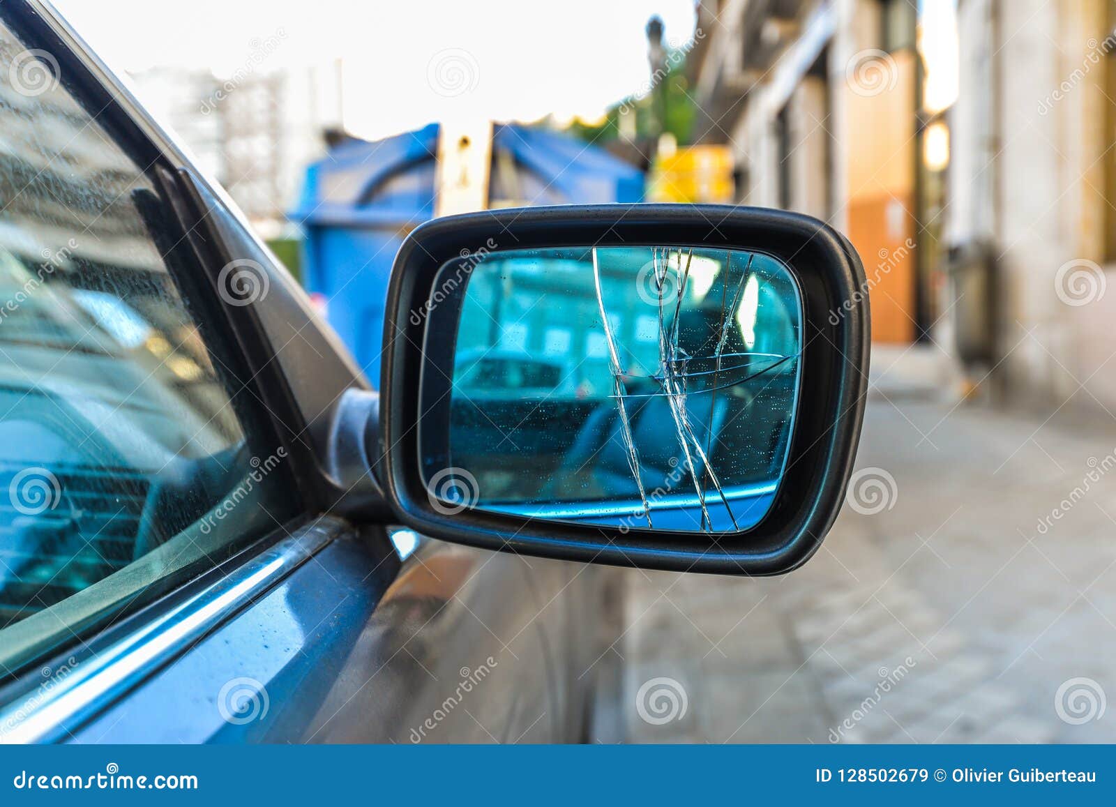 A Cracked Wing Mirror of a Car Stock Image Image of crash, dirty
