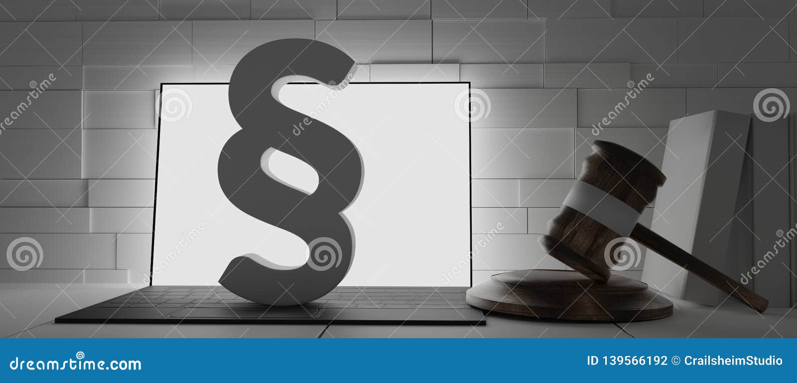 Cracked Word with Judgment Gavel Paragraph Symbol Background