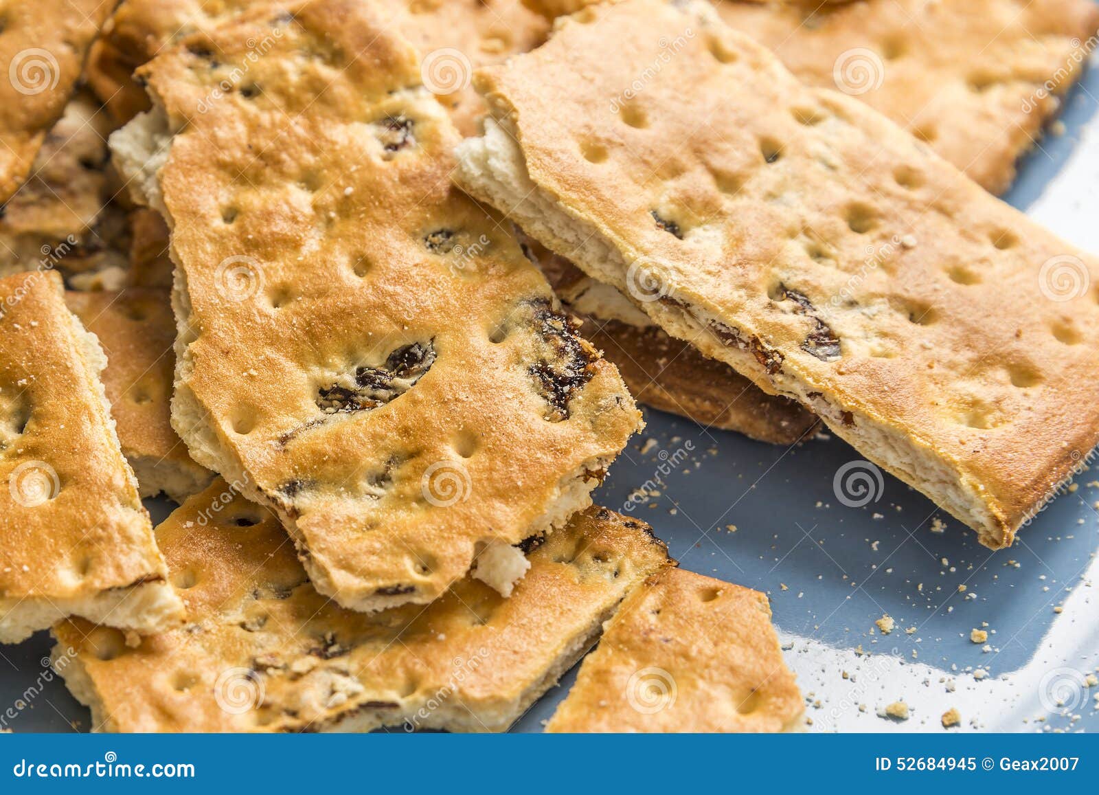 Cracker with raisins stock image. Image of delicious 52684945