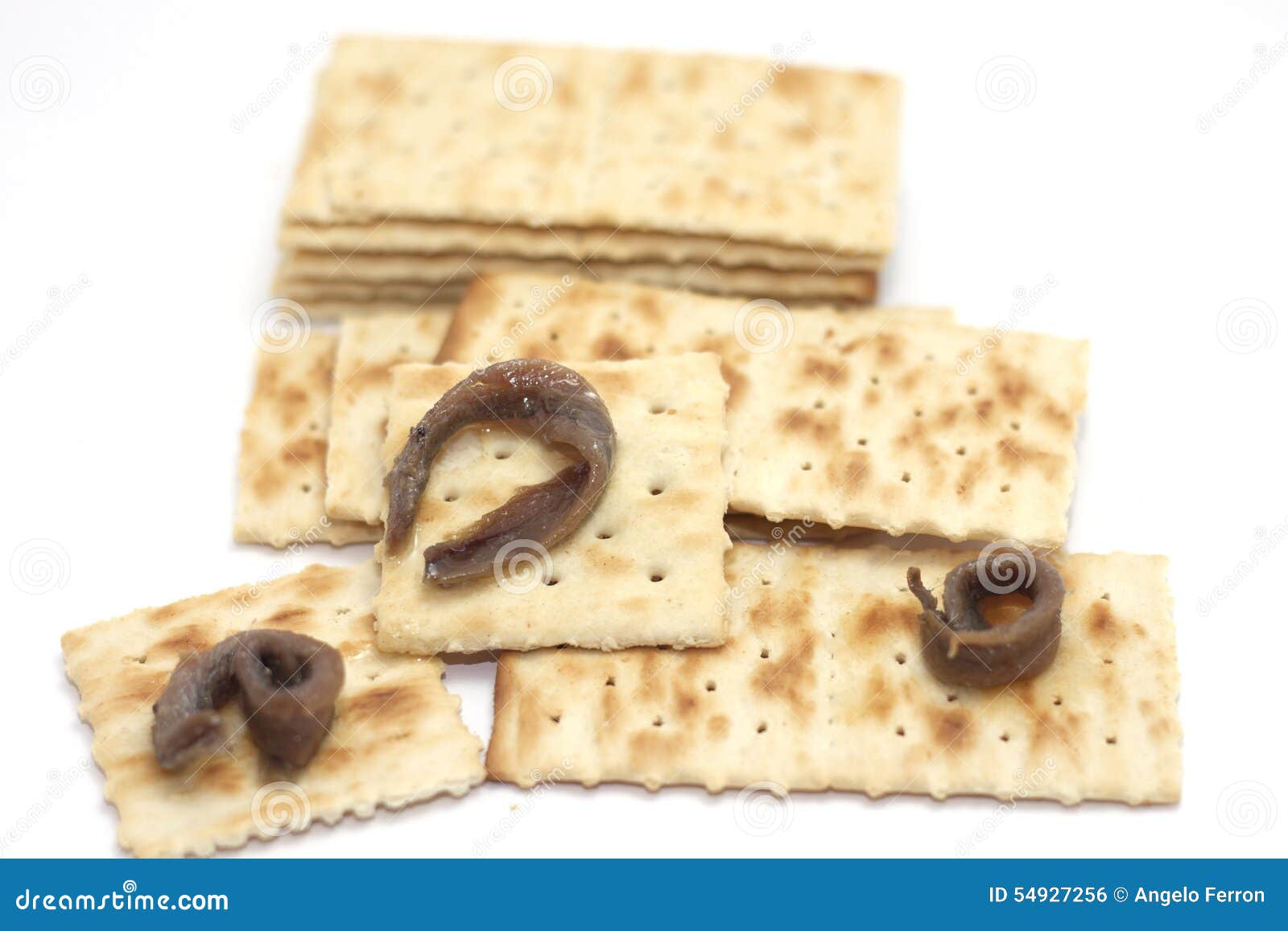 Crackers and anchovy stock photo. Image of slice, biscuit 54927256
