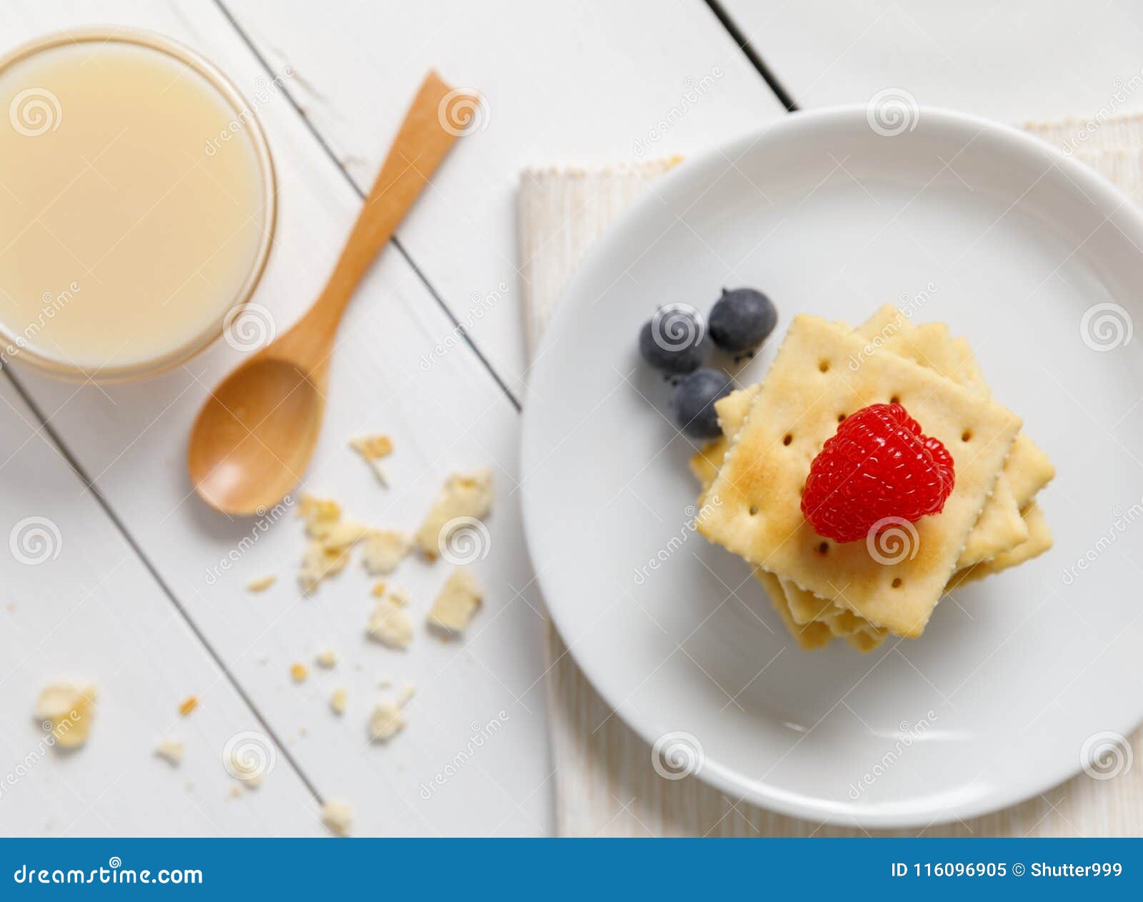 Crackers with Condensed Milk and Fruit Stock Image Image of crunchy