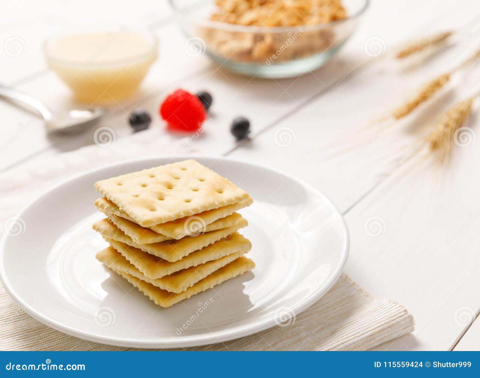 Crackers with Condensed Milk and Fruit Stock Photo Image of pastry
