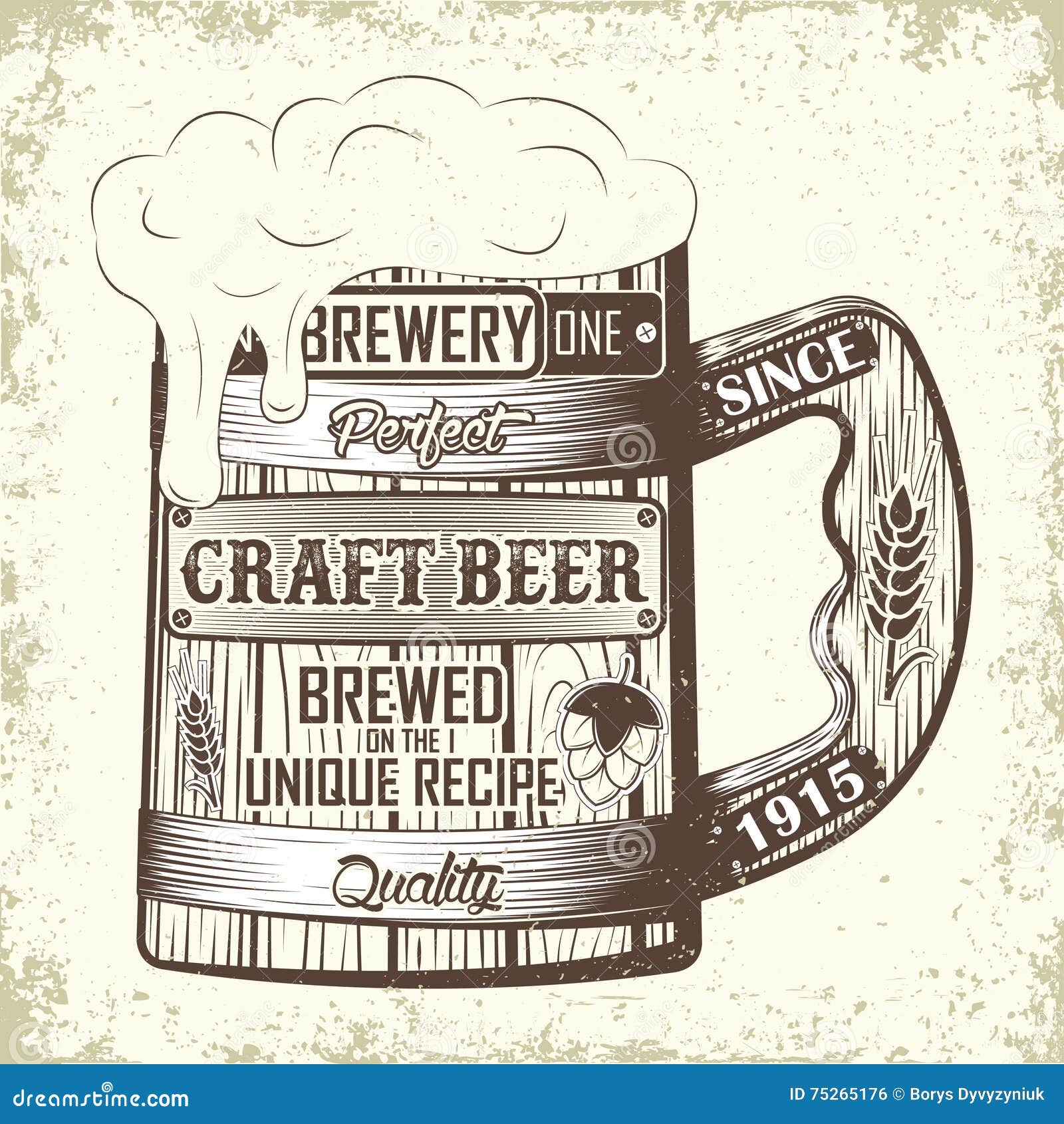 Craft beer emblem stock vector. Illustration of grunge - 75265176