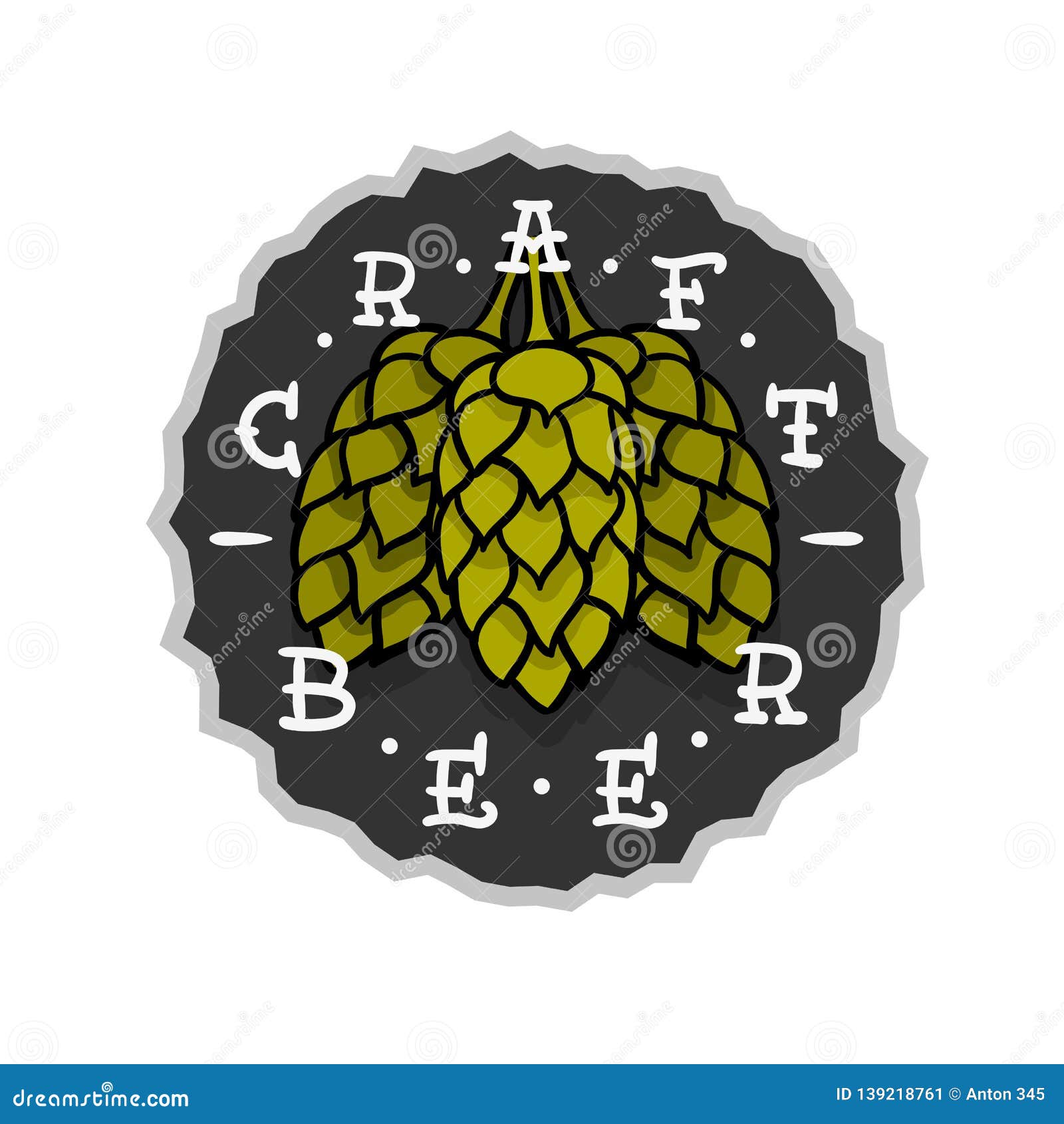 Craft Beer Hand Drawn Design with Hops Illustration on a White