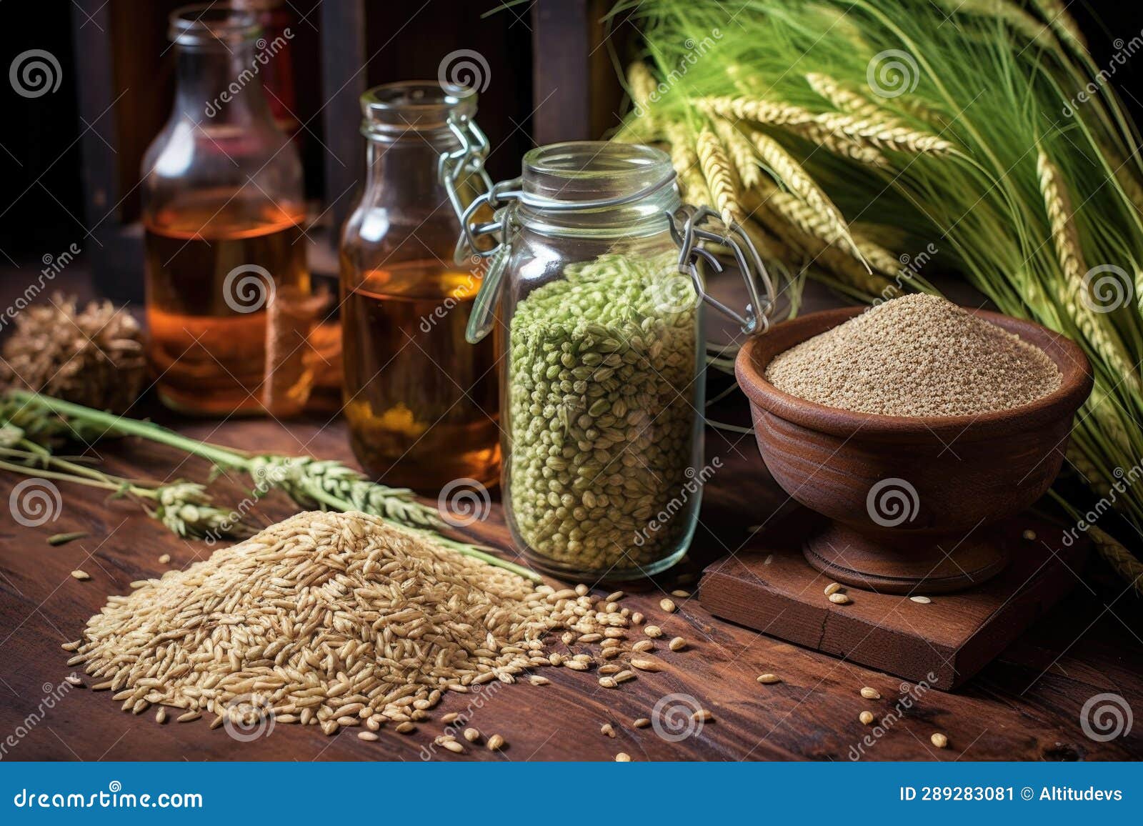 Craft Beer Ingredients Hops, Barley, and Yeast Stock Image Image of