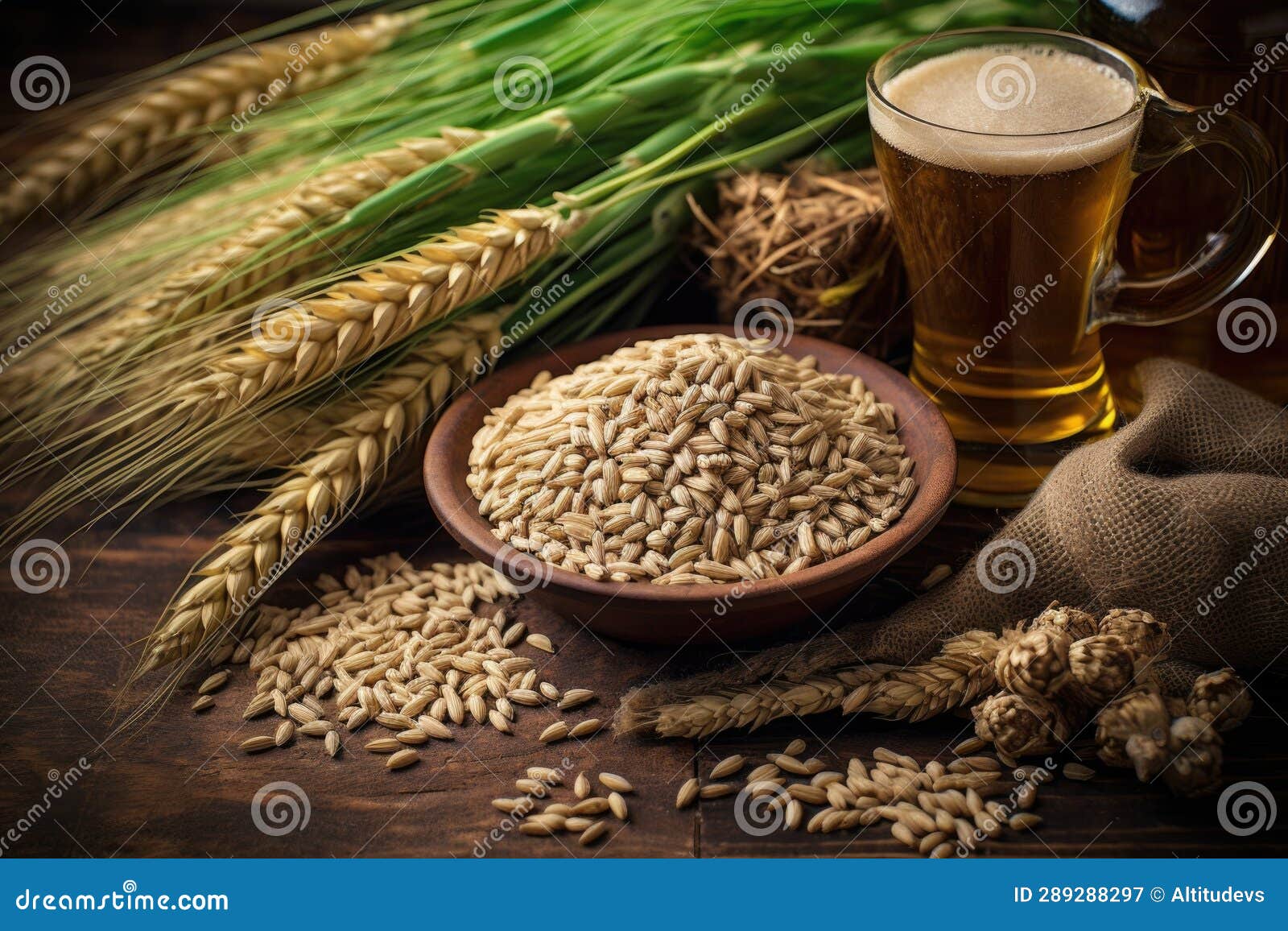 Craft Beer Ingredients Hops, Barley, and Yeast Stock Image Image of