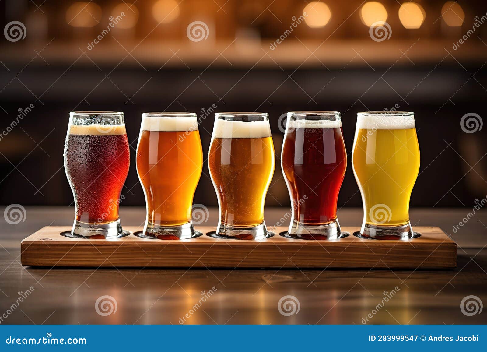 Craft Beer Tasting Board, Close Up Shot Stock Illustration